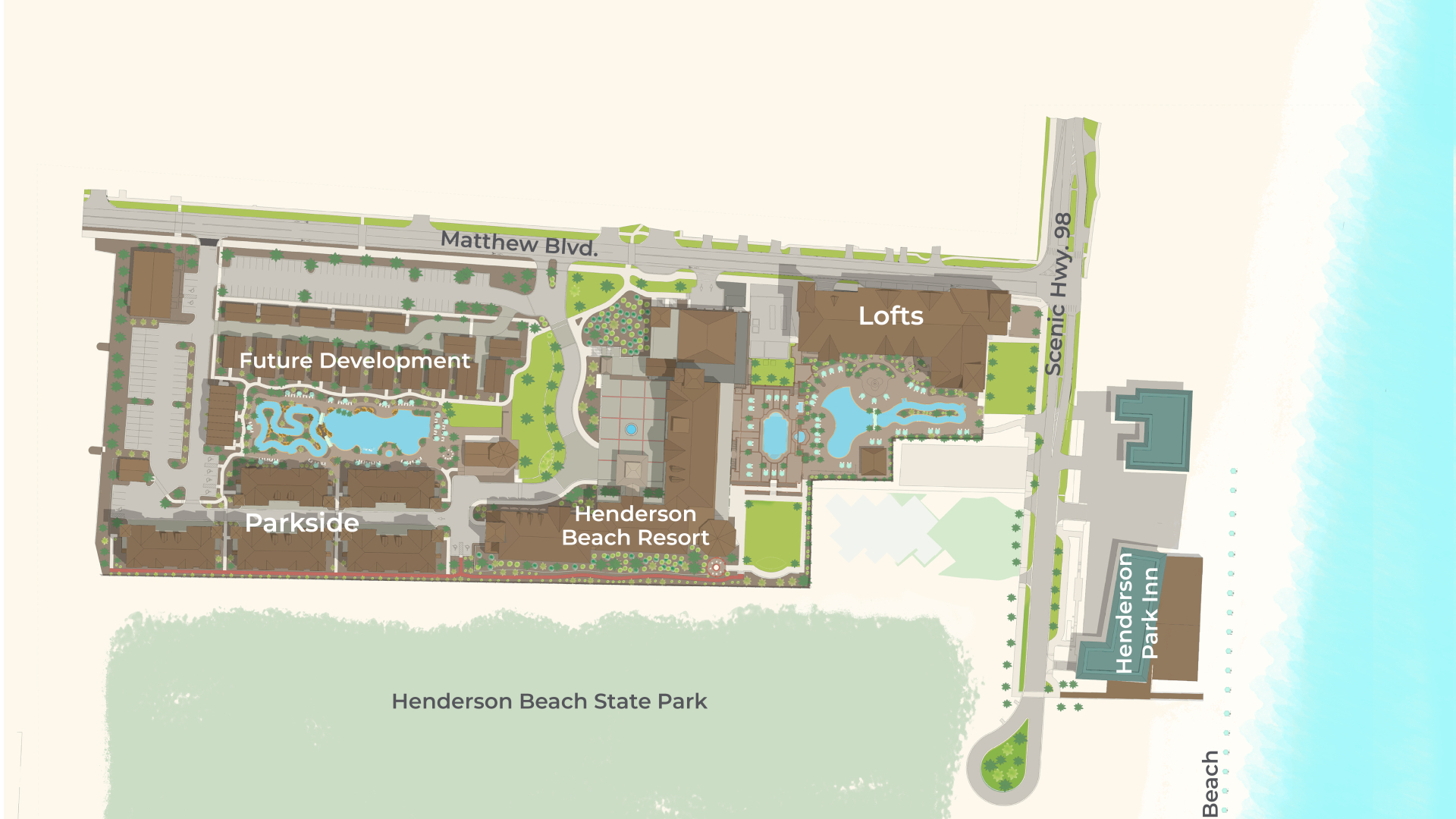 Vacation Rentals Map - Henderson Beach Resort in Henderson Beach State Park Map