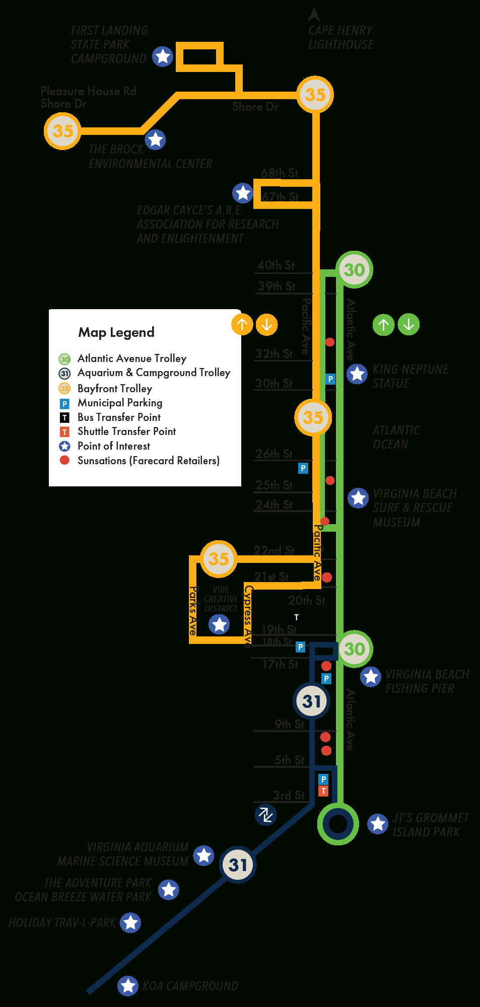 Vb Wave &amp;amp; Bayfront Shuttle – Hampton Roads Transit in Virginia Beach Bus Routes Map