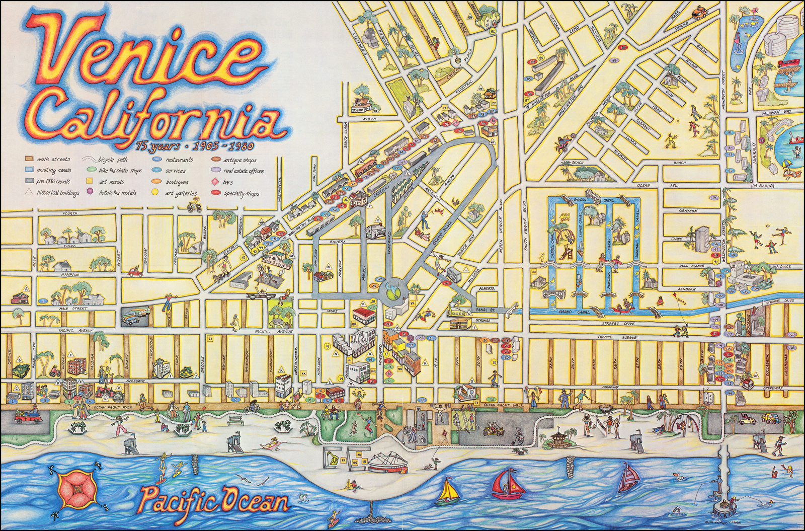 Venice California 75 Years - 1905 - 1980 - Barry Lawrence Ruderman with regard to Map Of California Venice Beach