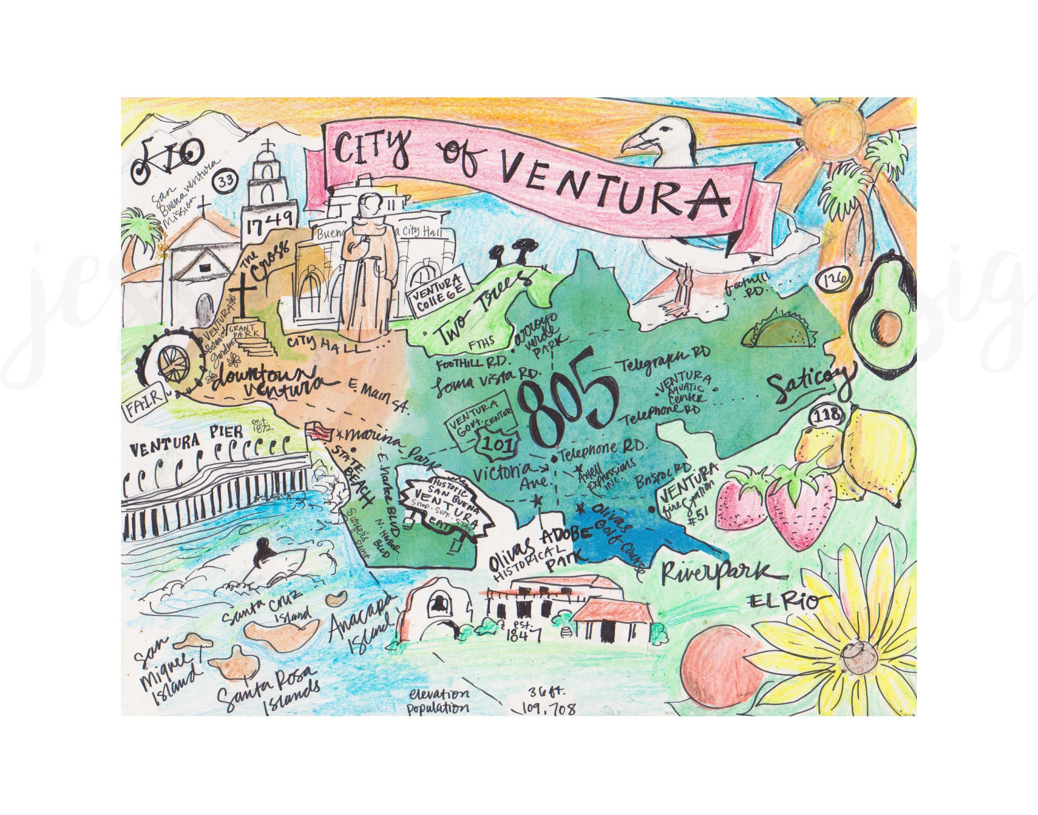 Ventura California Map, Ventura Illustration, Ventura County inside Map of Ventura Beach Ca