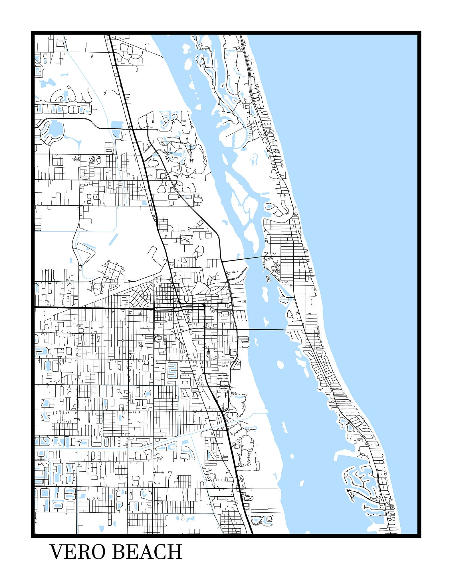 Vero Beach, Florida - Contemporary Map Poster - Etsy.de for Vero Beach on Florida Map