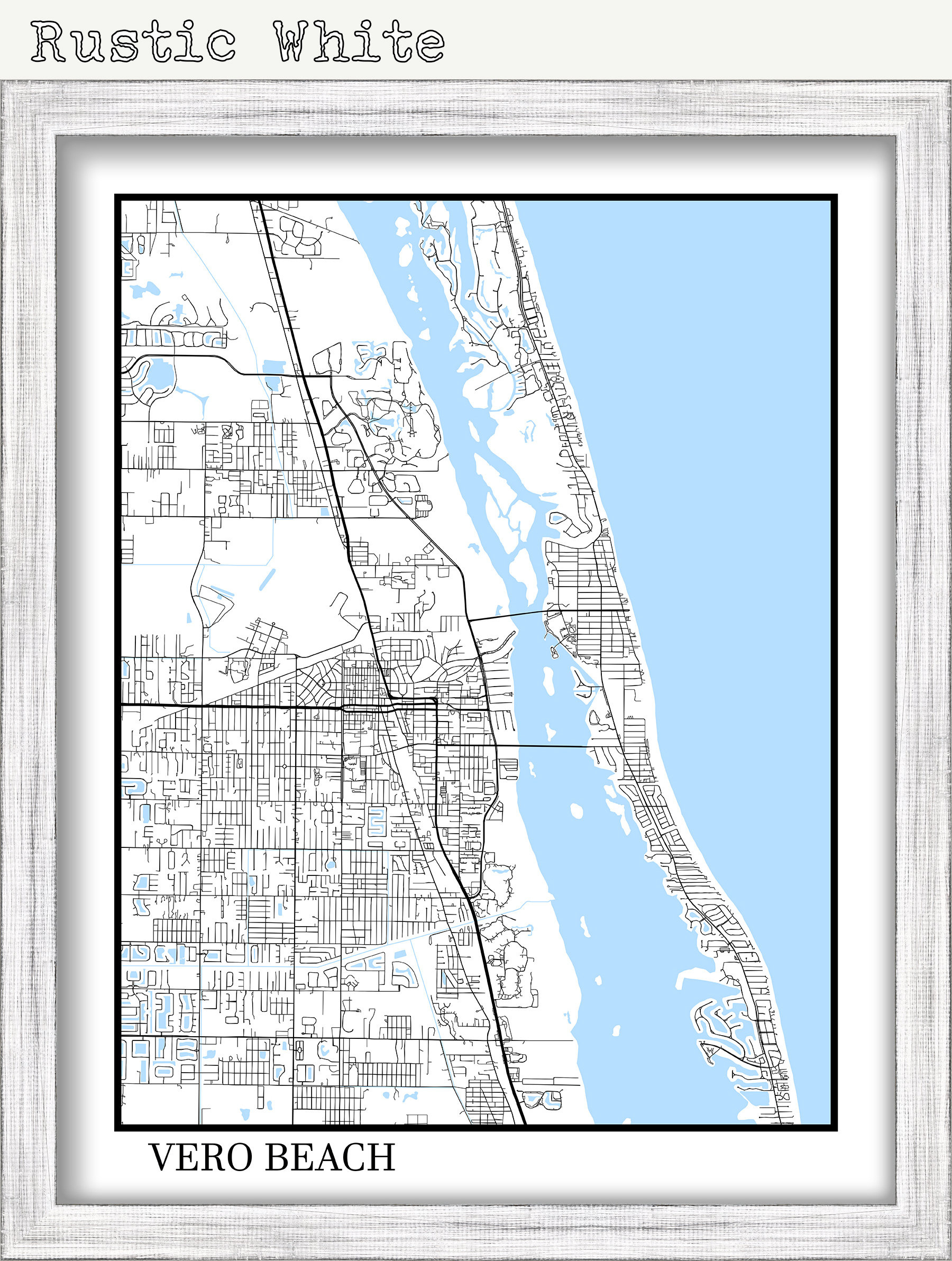 Vero Beach, Florida - Contemporary Map Poster - Etsy.de pertaining to Map Of Florida Showing Vero Beach