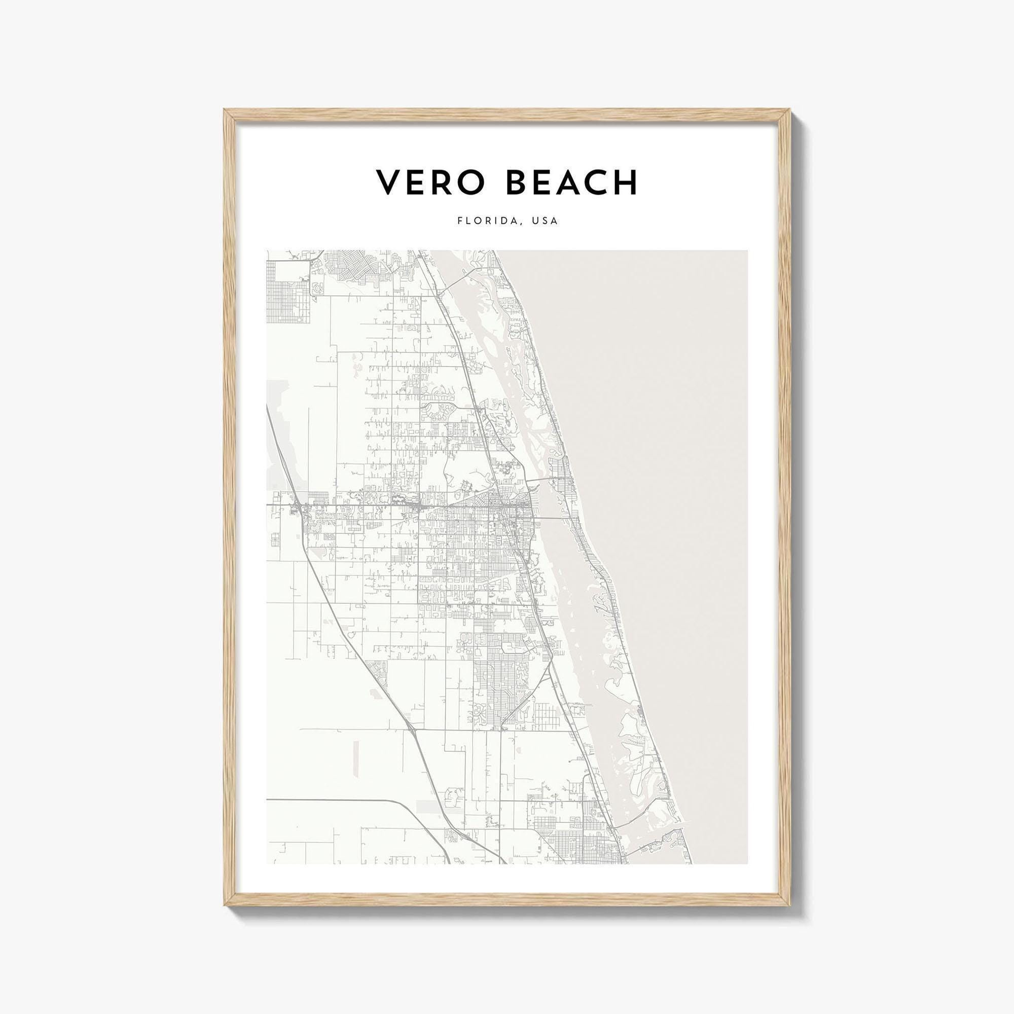 Vero Beach Karte Poster, Vero Beach Karte Druck, Vero Beach with regard to Vero Beach Map Of Florida