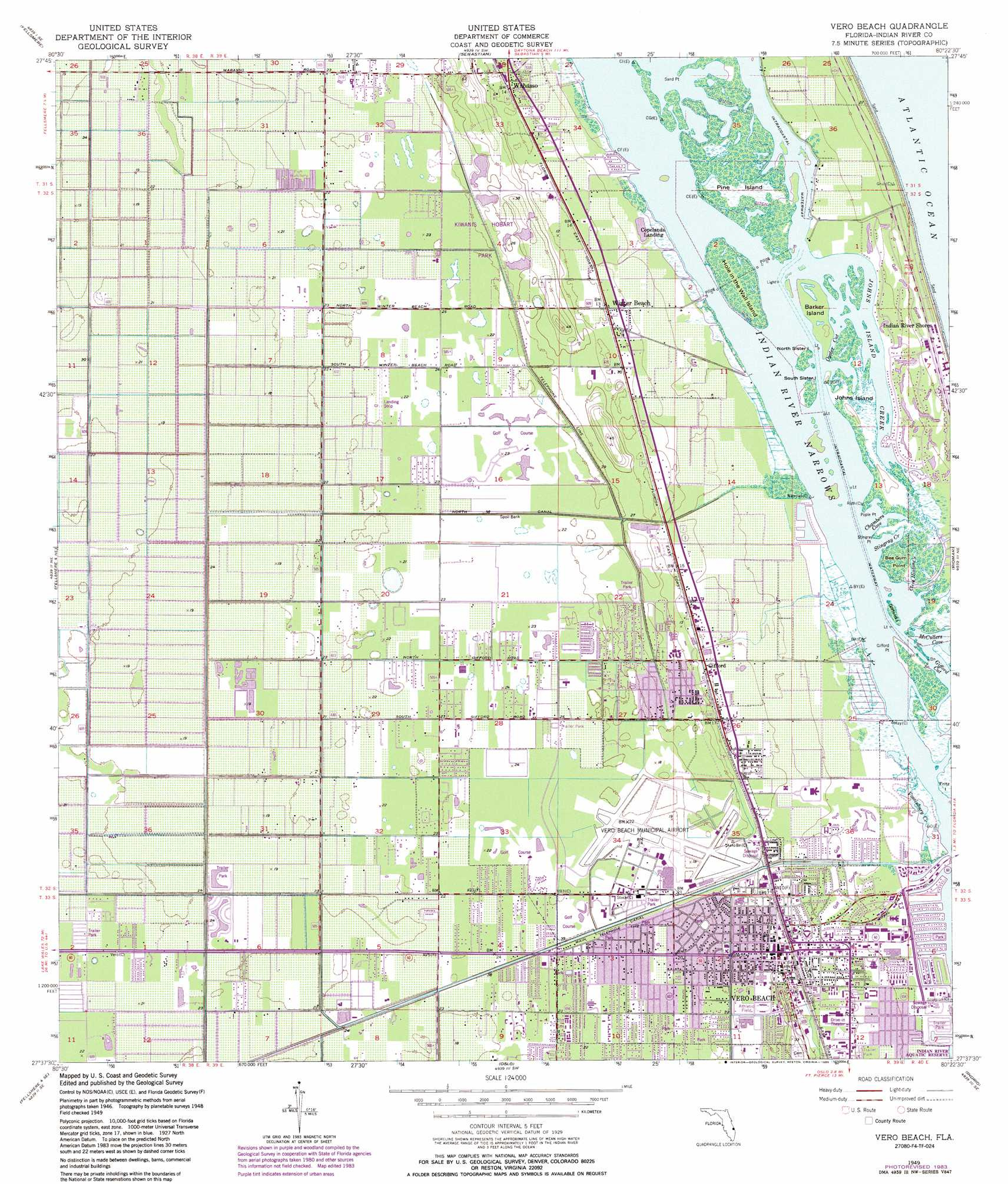 Vero Beach Topographic Map 1:24,000 Scale, Florida regarding Map of Florida Vero Beach