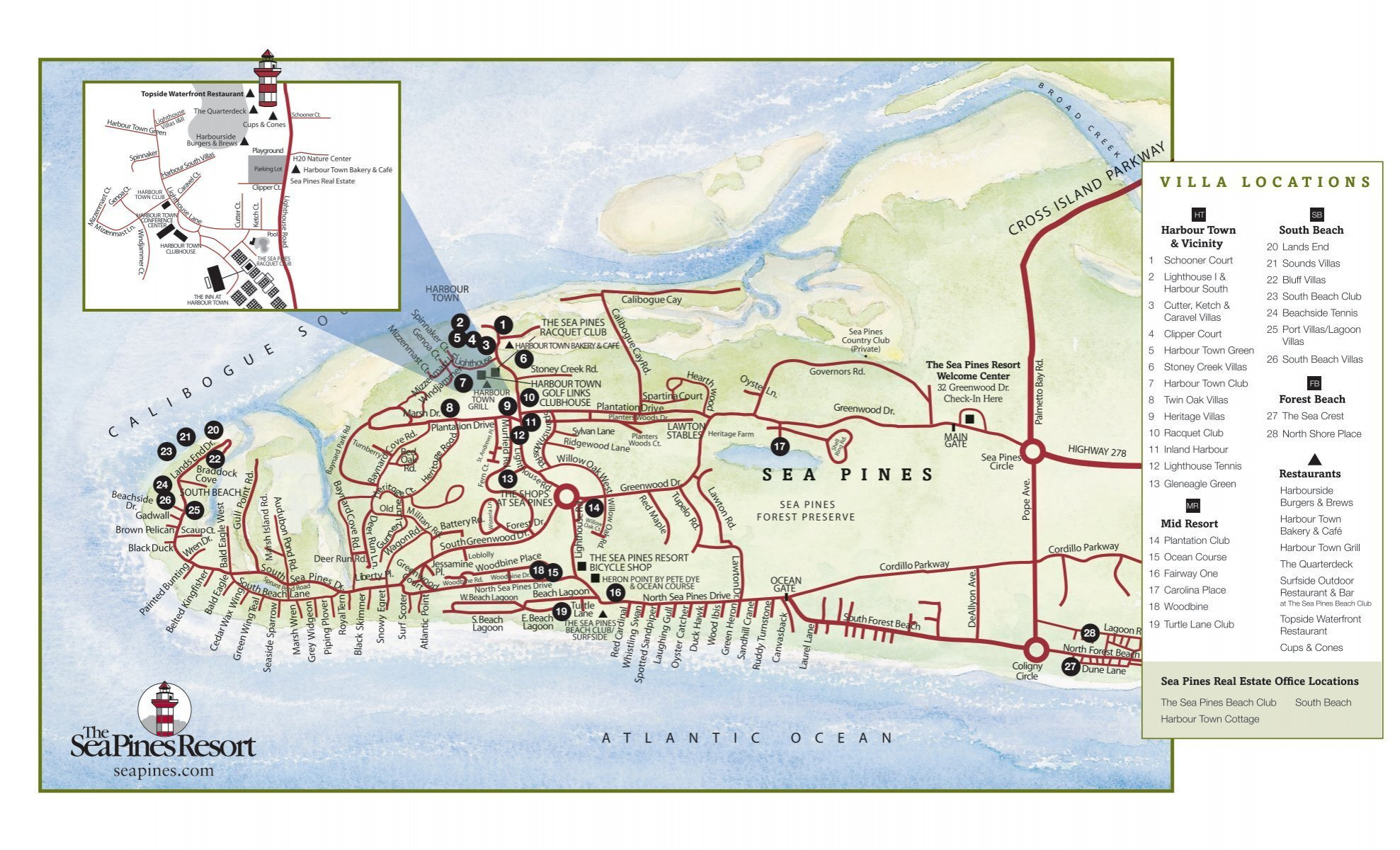 View Our Resort Map - Sea Pines Resort with Sea Pines Beach Access Map