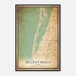 Vintage Belleair Beach Florida Map Poster, Belleair Beach Fl City Road Wall  Art Print   Custom Maps & Posters Inside Map Of Belleair Beach Florida