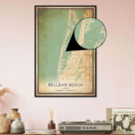 Vintage Belleair Beach Florida Map Poster, Belleair Beach Fl City Road Wall  Art Print   Custom Maps & Posters With Regard To Map Of Belleair Beach Florida