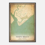 Vintage Edisto Beach South Carolina Map Poster, Edisto Beach Sc City Road  Wall Art Print   Custom Maps & Posters Intended For Edisto Beach Map South Carolina
