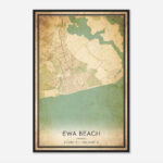 Vintage Ewa Beach Hawaii Map Poster, Modern Home Decor Wall Art Print    Custom Maps & Posters In Map Of Ewa Beach Hawaii