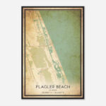 Vintage Flagler Beach Florida Map Poster, Modern Home Decor Wall Art Print    Custom Maps & Posters Intended For Map Of Florida Flagler Beach