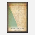 Vintage Manhattan Beach California Map Poster, Modern Home Decor Wall Art  Print   Custom Maps & Posters Regarding Map Of Manhattan Beach California