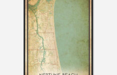 Vintage Neptune Beach Florida Map Poster, Modern Home Decor Wall Art Print  - Custom Maps &amp; Posters with regard to Map Of Neptune Beach Fl