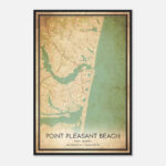 Vintage Point Pleasant Beach New Jersey Map Poster, Point Pleasant Beach Nj  City Road Wall Art Print   Custom Maps & Posters Intended For Map Of Pt Pleasant Beach Nj