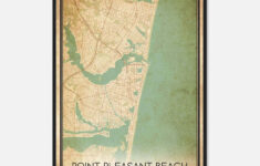 Vintage Point Pleasant Beach New Jersey Map Poster, Point Pleasant Beach Nj  City Road Wall Art Print - Custom Maps &amp; Posters pertaining to Map Of Point Pleasant Beach Nj