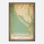 Vintage Redington Beach Florida Map Poster, Redington Beach Fl City Road  Wall Art Print   Custom Maps & Posters Pertaining To Map Of Redington Beach Fl