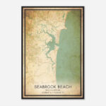 Vintage Seabrook Beach New Hampshire Map Poster, Seabrook Beach Nh City  Road Wall Art Print   Custom Maps & Posters Intended For Map Of New Hampshire Beaches