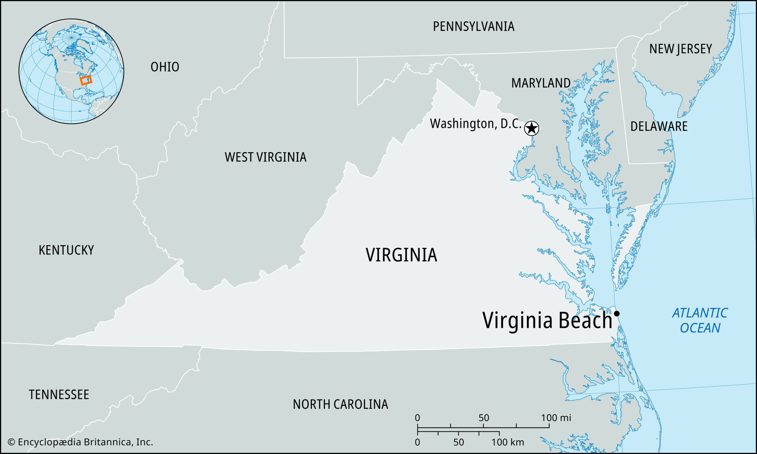 Virginia Beach | Atlantic Coast, Tourism, Map, &amp;amp; Facts | Britannica inside Virginia Beach on a Map