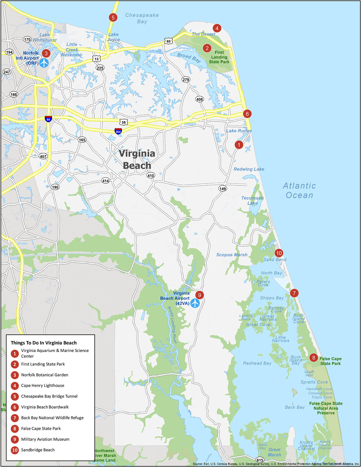 Virginia Beach Map, Virginia - Gis Geography in Map Of Boardwalk Virginia Beach