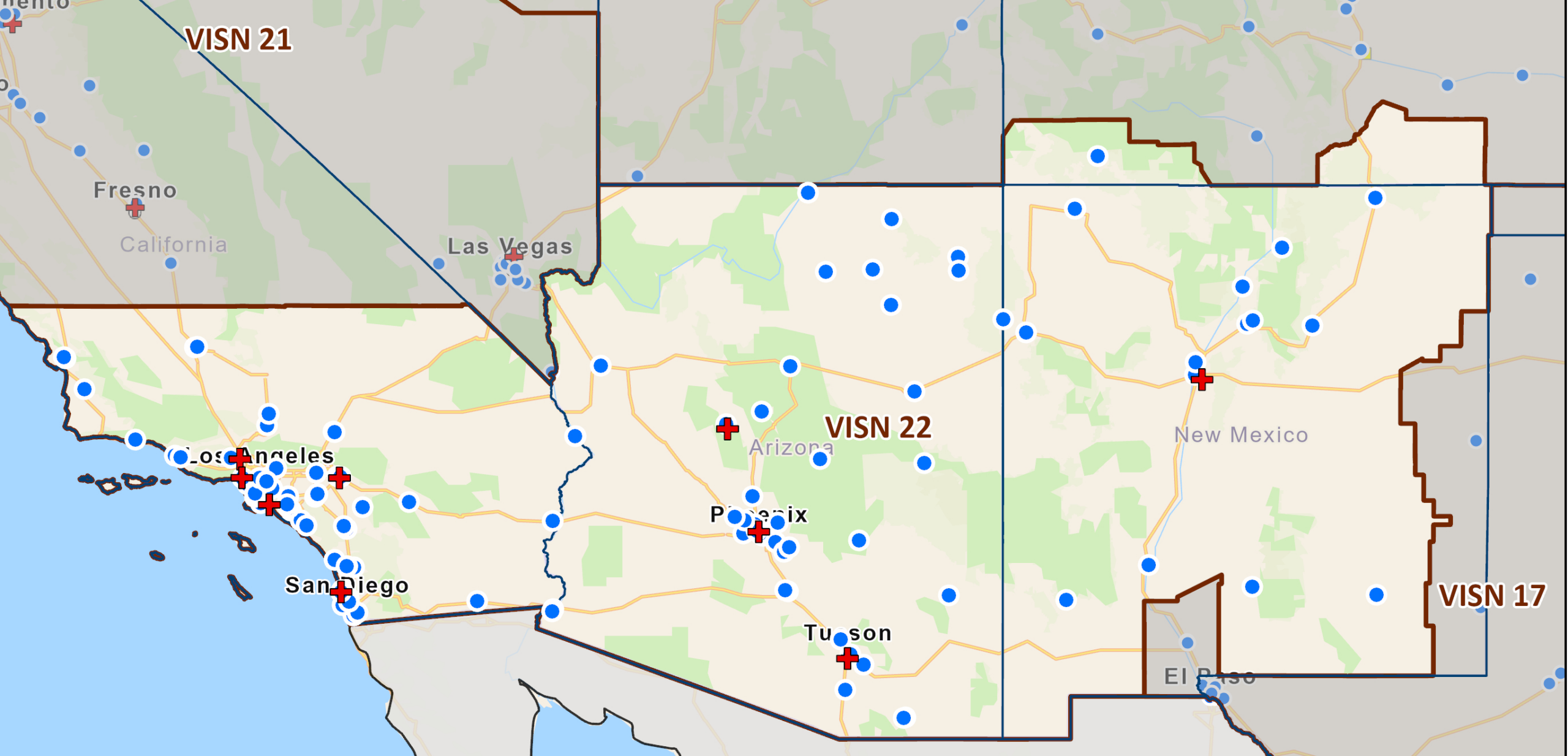 Visn 22 - Veterans Integrated Service Networks within Va Hospital Long Beach Map