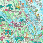 Watercolor Map Of Stuart, Florida   Etsy Regarding Map Of Stuart Beach Florida
