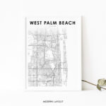 West Palm Beach Fl Map Print, Florida Usa Map Art Poster, City Street Road  Map Print, Nursery Room Wall Office Decor, Printable Map   Etsy Pertaining To West Palm Beach To Nyc Road Map Pdf