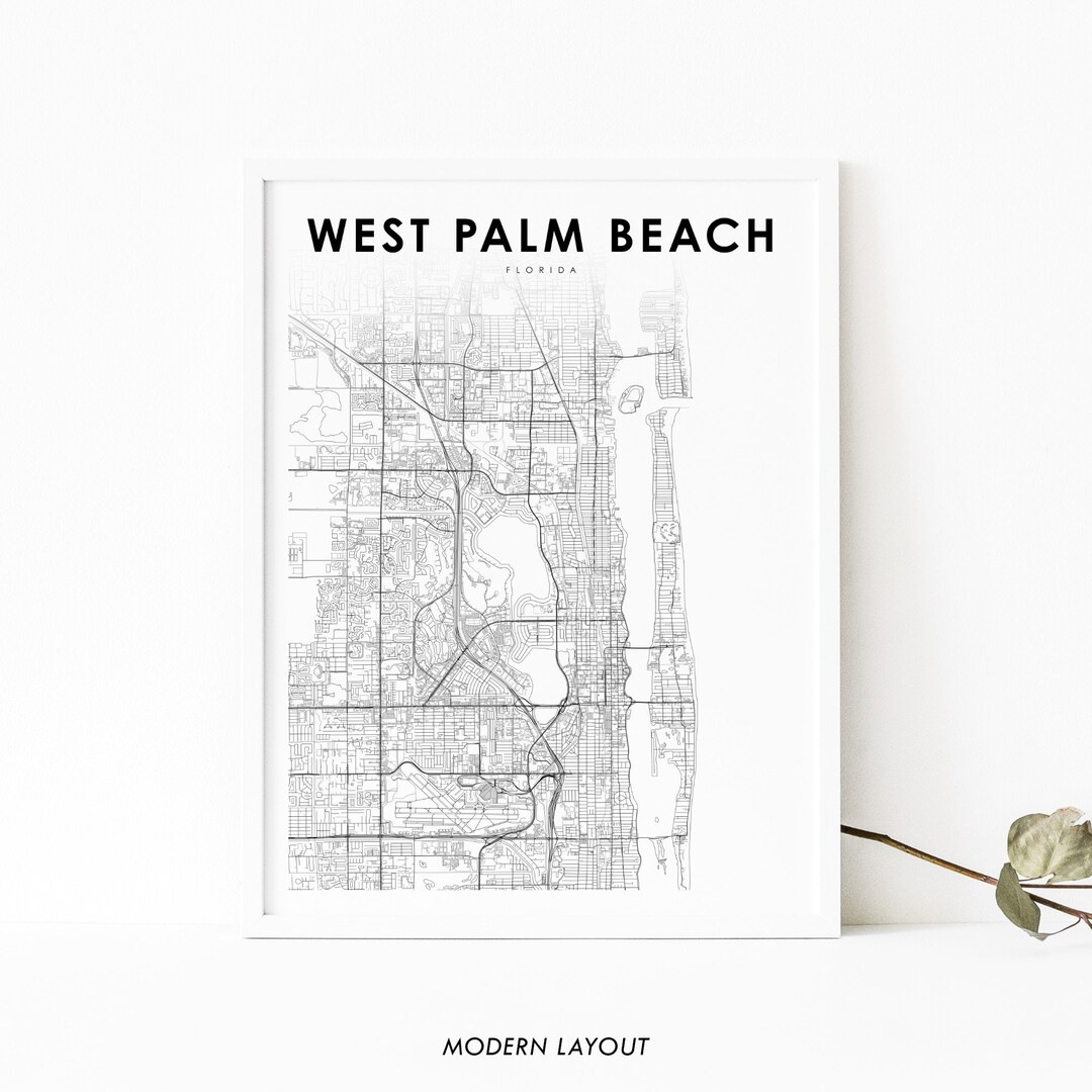 West Palm Beach Fl Map Print, Florida Usa Map Art Poster, City Street Road Map Print, Nursery Room Wall Office Decor, Printable Map - Etsy pertaining to West Palm Beach To Nyc Road Map Pdf