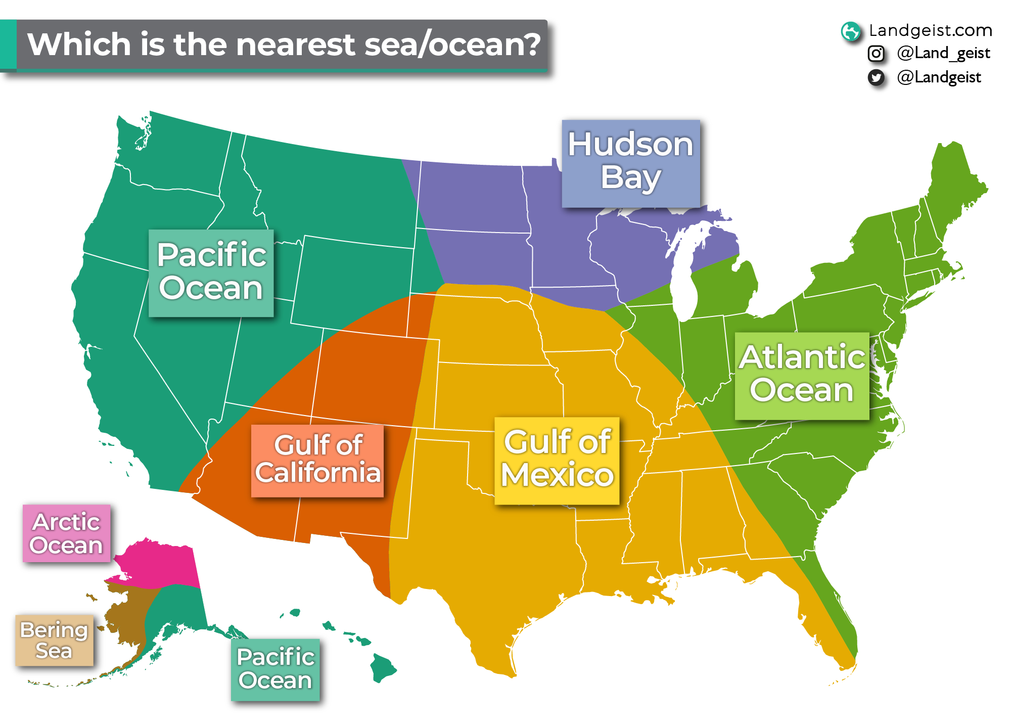 Which Is The Nearest Sea/Ocean? – Landgeist with regard to Closest Ocean Beach To Me Map