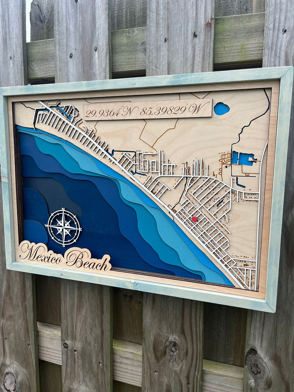 Wood Map - Mexico Beach,Florida | White Sands Woodwork for Map Of Mexico Beach Florida