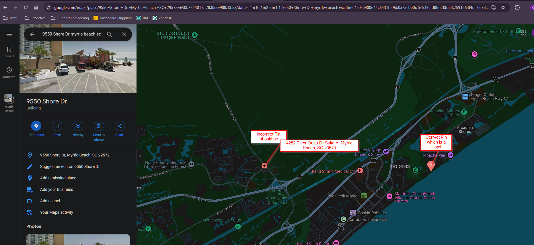 Wrong Address Reviewed Twice And Confirmedgoogle Twice That It inside Myrtle Beach Sc Google Maps